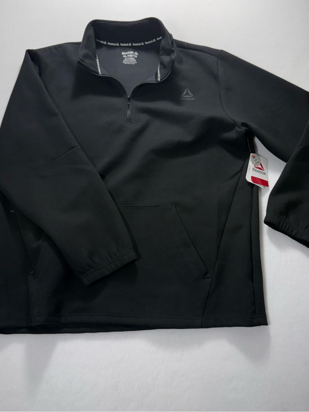 Reebok Black Quarter-Zip Pullover with Kangaroo Pocket
